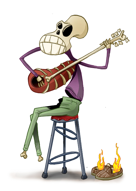 diseño de personajes esqueleto músico
