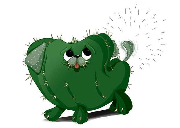 diseño de personajes perro cactus