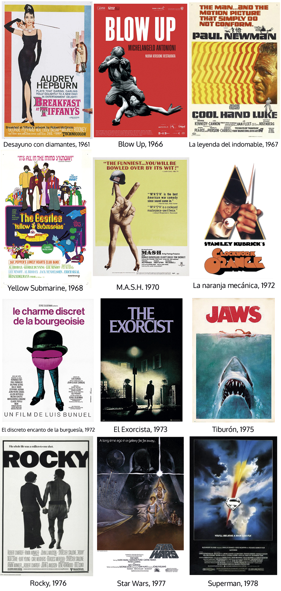 Cartel de cine años sesenta y setenta